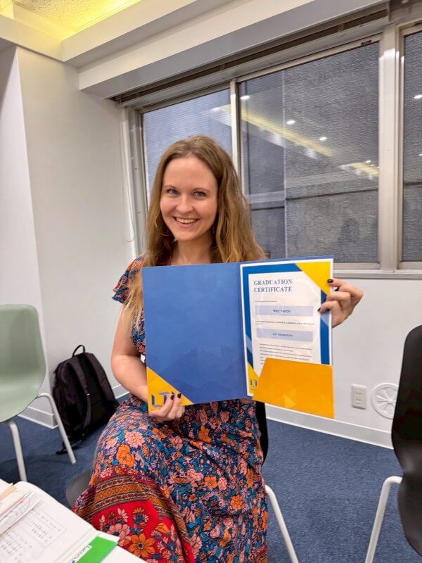 Mary from Estonia Graduates from LTL Tokyo